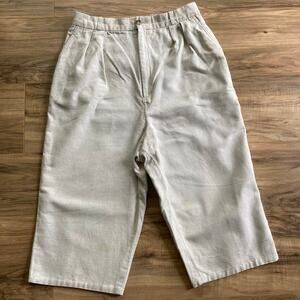 VTG Gloria Vanderbilt for Murjani Cropped Pants M? Tan Ecru Cotton Capri Summer